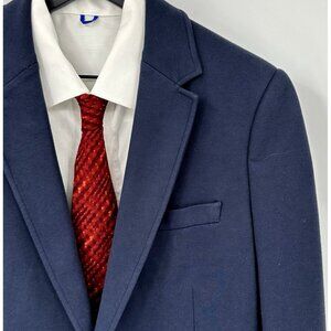 01.ALGO jacket blazer sport coat knit stretch two button unlined navy blue M
